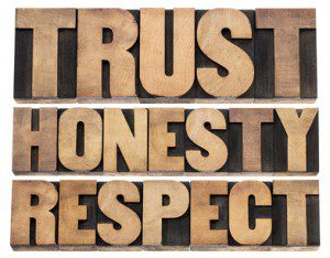 trust, honesty, respect
